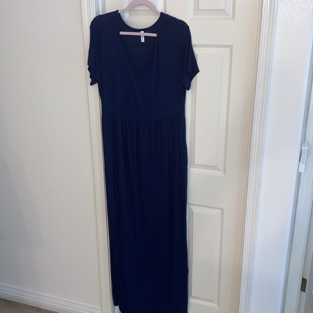 Women's Short Sleeve Loose Plain Maxi Dresses